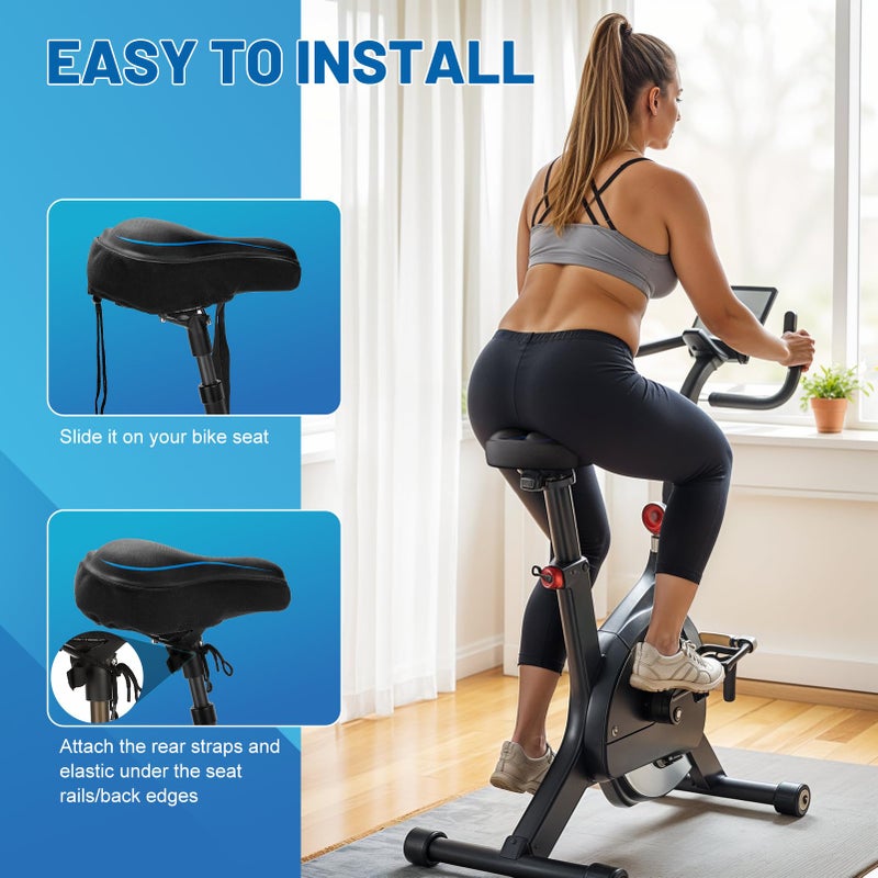 APECYC Extra Wide Bike Seat Cushion - Oversized Gel Padded Bicycle Saddle Cushion for Ultimate Comfort and Soft Exercise Bike Seat Cover for Peloton  Stationary  Mountain Bikes - Image 5